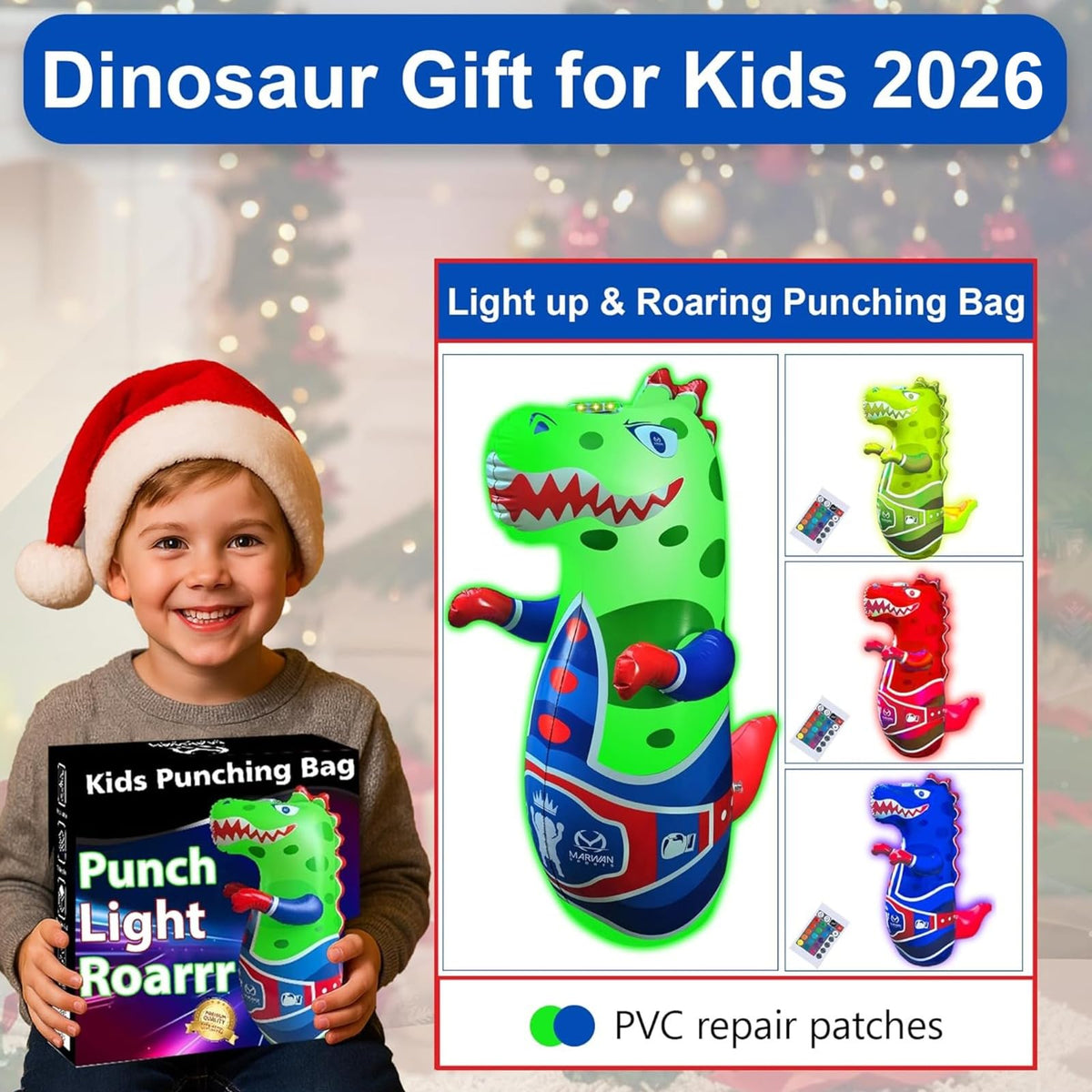 Marwan Sports Punch glow-in-dark dino shines during evening play