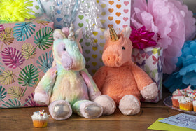 Mary Meyer Fro-Yo Unicorn from Marshmallow Zoo pairs with friends for a growing pretend family.