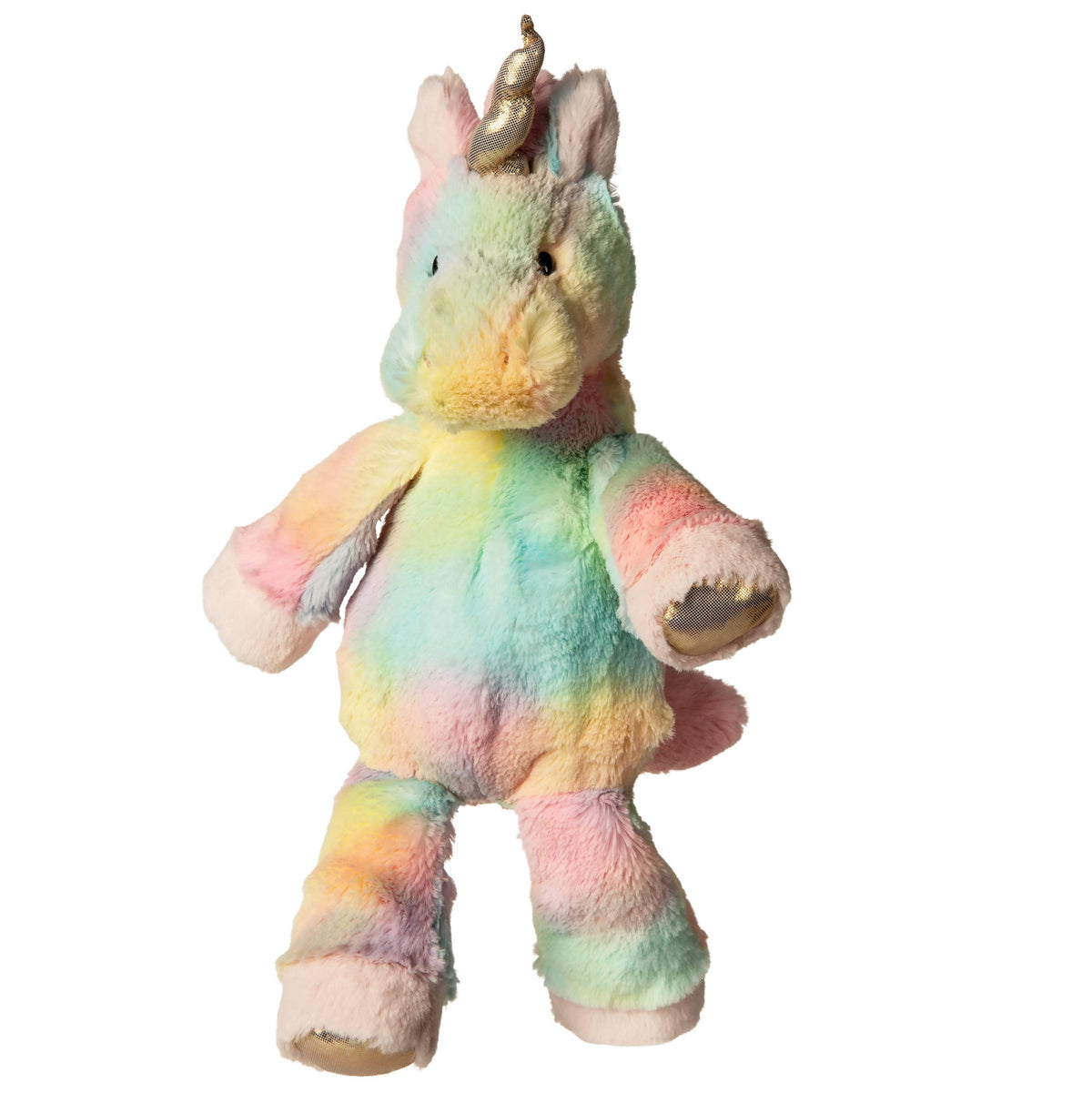 Mary Meyer Fro-Yo Unicorn plush with pastel rainbow fabric, ideal for cozy hugs.