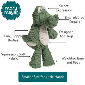 Mary Meyer Marshmallow Zoo alligator compact 9-inch size for travel and cuddles.