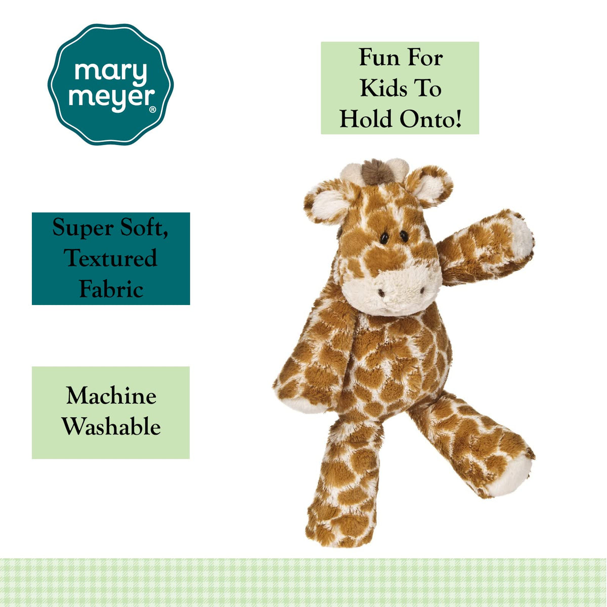Mary Meyer Marshmallow Zoo Giraffe close-up eyes promote comforting companionship and imaginative stories.