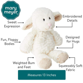 Mary Meyer Marshmallow Zoo Lamb snuggle-ready pose for calm comfort.