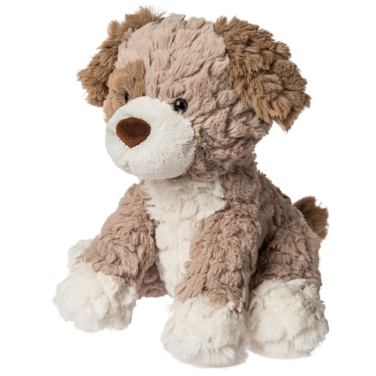 Mary Meyer Frisky Putty Puppy front view highlighting ultra-soft fabric for comforting hugs.
