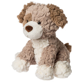 Mary Meyer Frisky Putty Puppy front view highlighting ultra-soft fabric for comforting hugs.