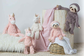Mary Meyer Putty Unicorn weighted bum supports a lifelike, comforting feel