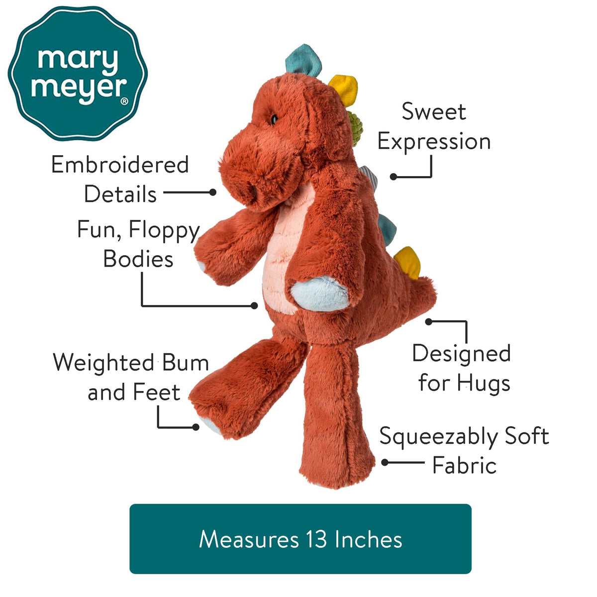 Mary Meyer Marshmallow Zoo Stegosaurus weighted hips and feet for stable cuddles