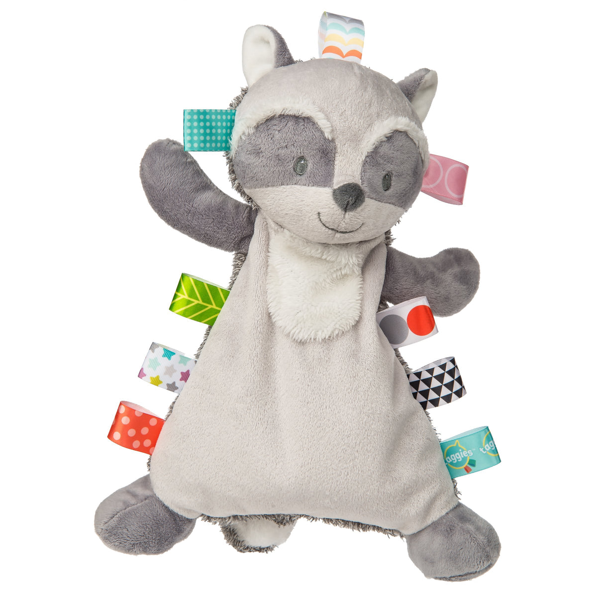 Mary Meyer Taggies Harley Raccoon Lovey 12-inch cuddly companion with satin tags for tactile exploration.