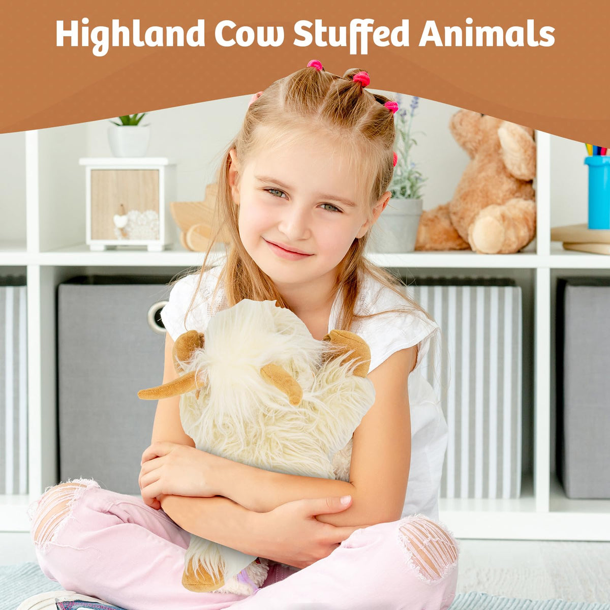 Marysun Highland Cow hair styling invites imaginative brushing and design.