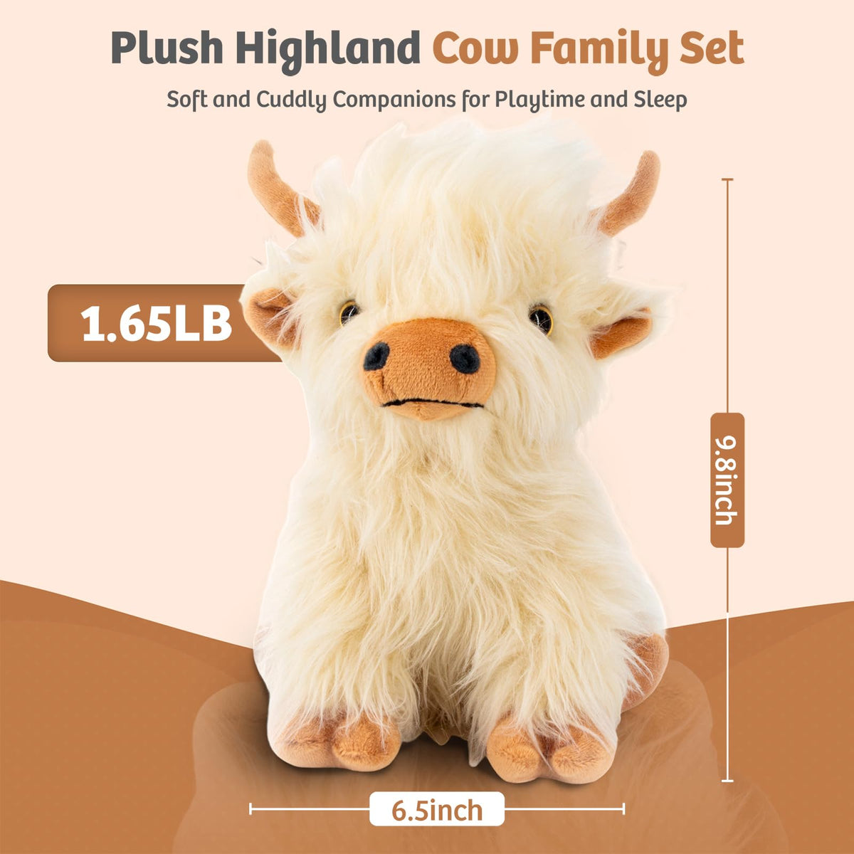 Marysun Highland Cow plush on bedroom shelf, cute decor piece.