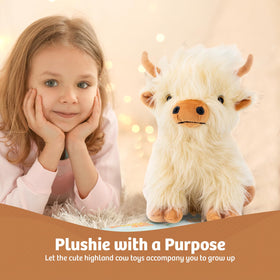 Marysun Highland Cow plush side view, soft texture ideal for hugs.