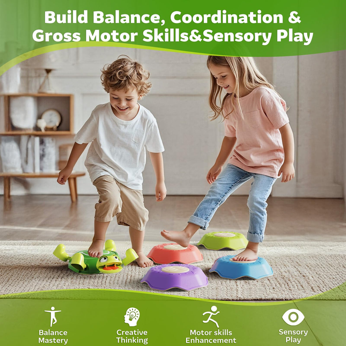 Masagotti durable plastic stepping stones built for energetic play