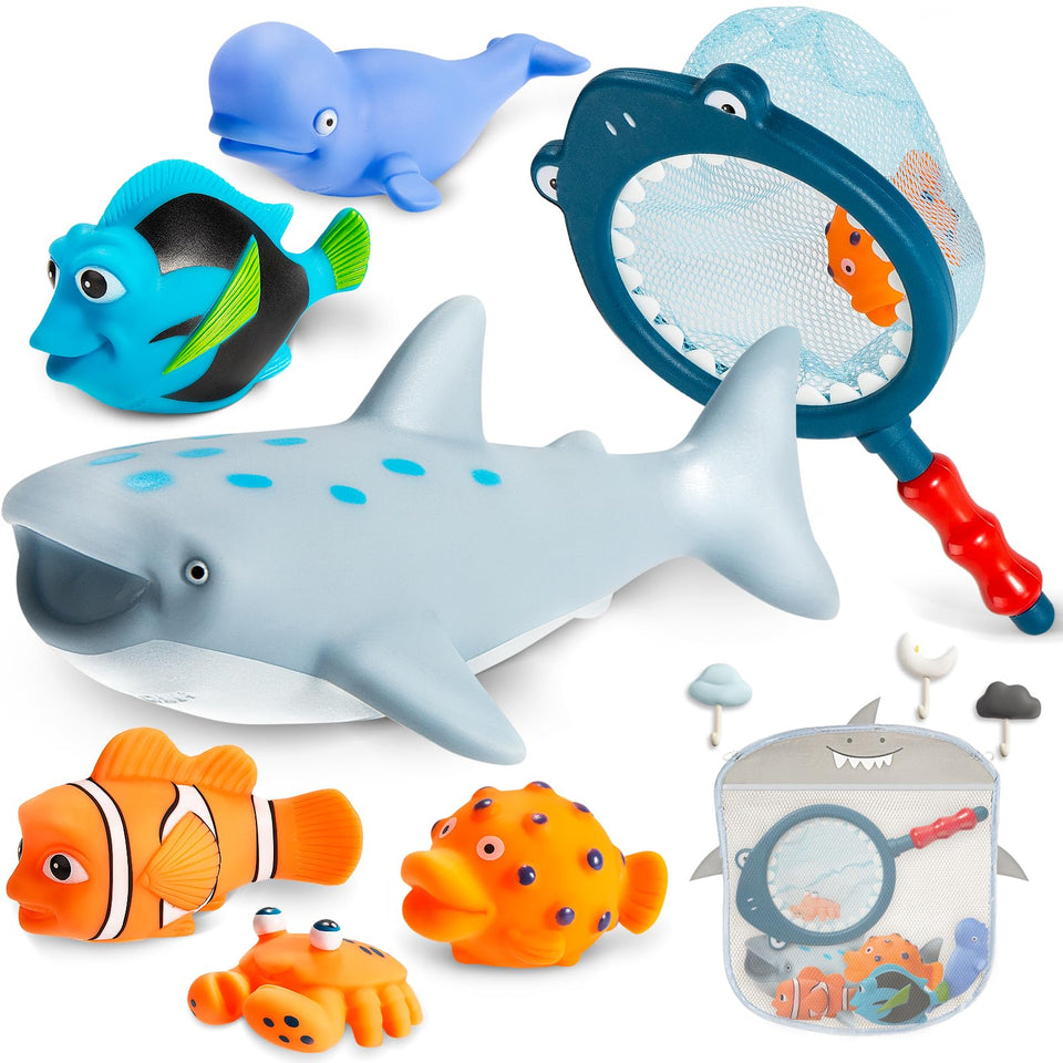 Masagotti no-hole bath toy dolphin floats and is easy to clean, kid-friendly.