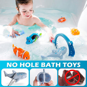 Masagotti no-hole bath toy shark engages imagination and dries quickly after play.