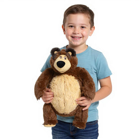 Masha and the Bear soft plush fabric close-up highlights cozy materials for snuggles.