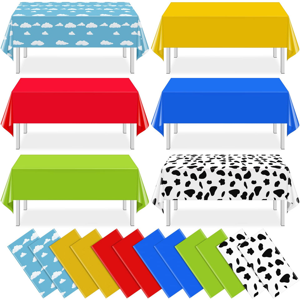 MASHAN blue sky tablecloth with clouds, ideal for kid-friendly parties and quick cleanup.