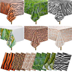MASHAN leopard-prints tablecloth for vivid jungle party decor.