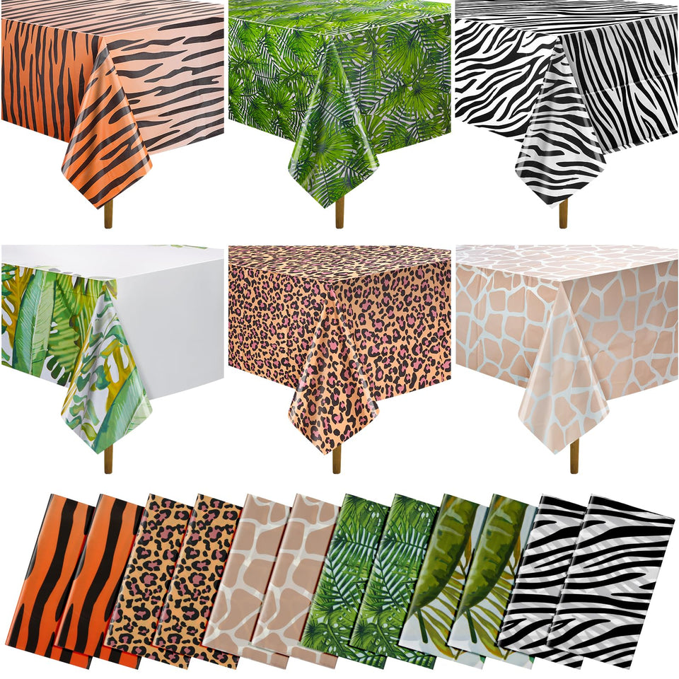 MASHAN leopard-prints tablecloth for vivid jungle party decor.