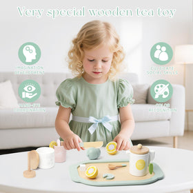 Masonbaby Lemonade Stand Toy Lemons enhance color recognition and sensory play during tea party pretend.