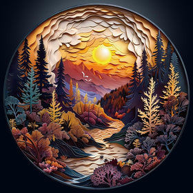 Masseruon round puzzle showing sunset inside a cave.