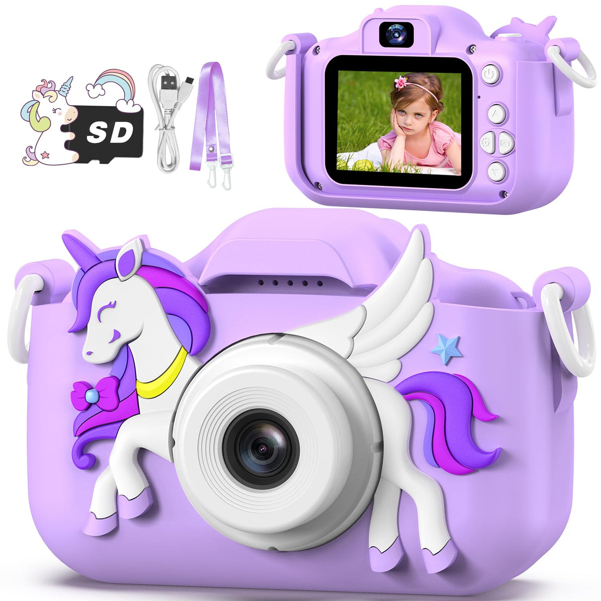 Masterbee Kids Camera front view shows kid-friendly design for easy photography.