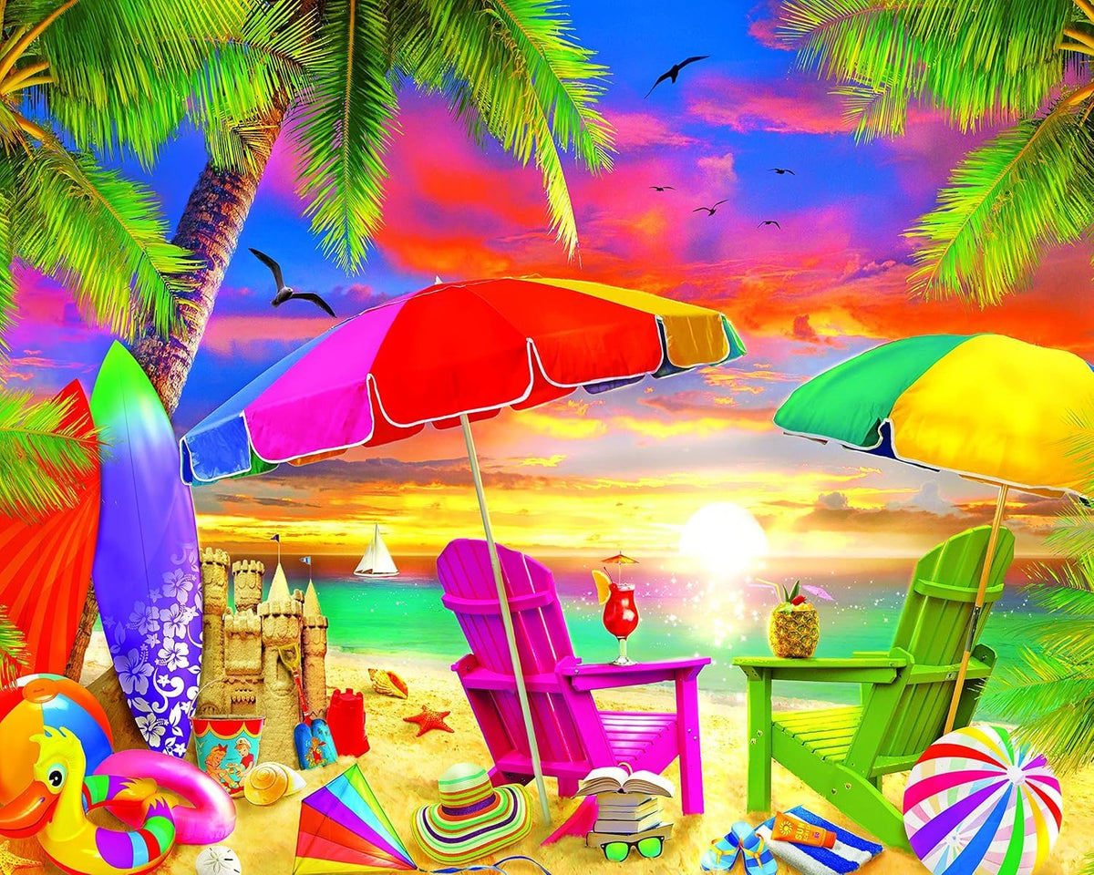 MasterPieces 100pc mountain sunrise puzzle promotes relaxed focus and conversation.