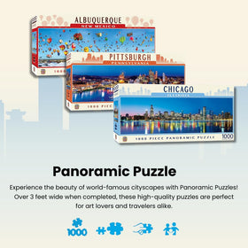 MasterPieces Chicago Puzzle windy city skyline highlighting iconic landmarks for display.