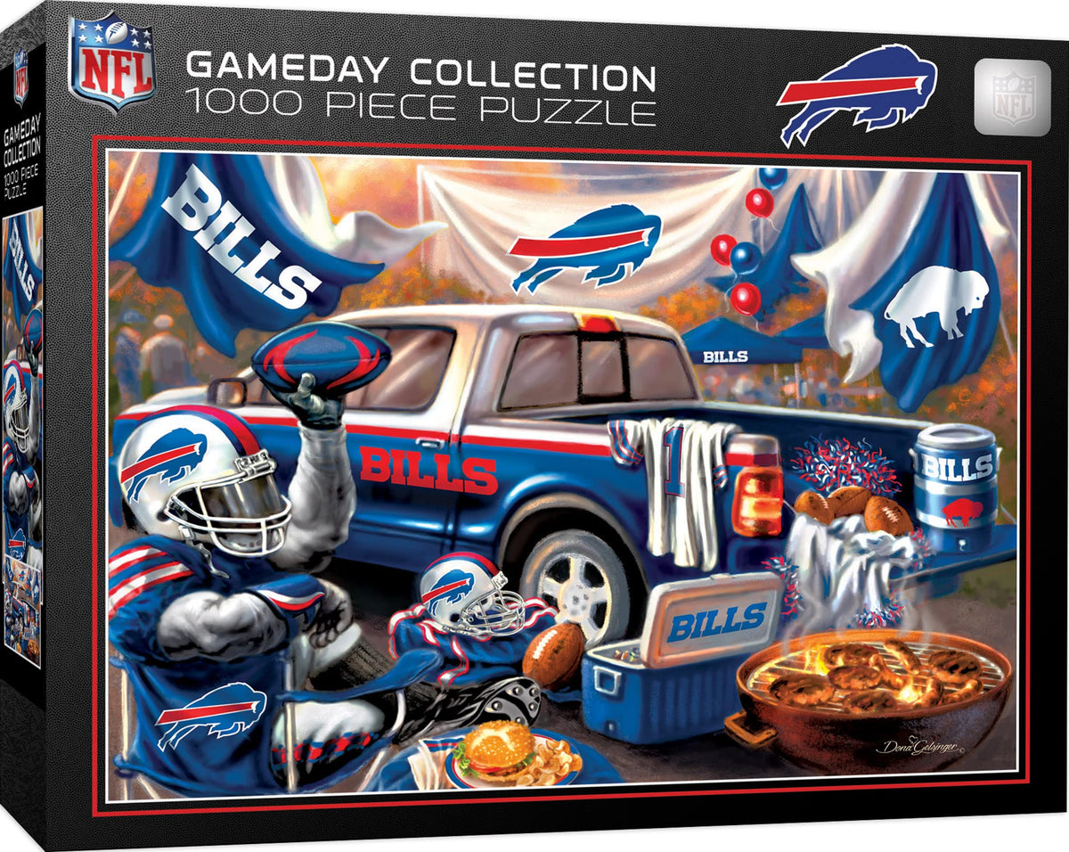 Masterpieces NFL Buffalo Bills puzzle front view displays bold team branding.