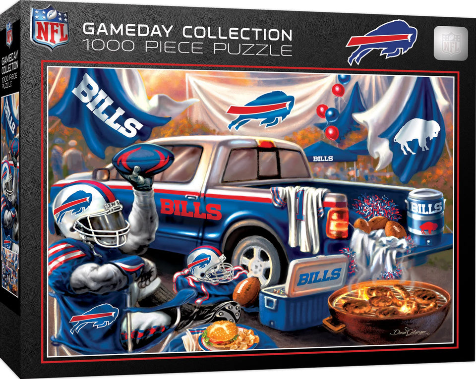 Masterpieces NFL Buffalo Bills puzzle front view displays bold team branding.