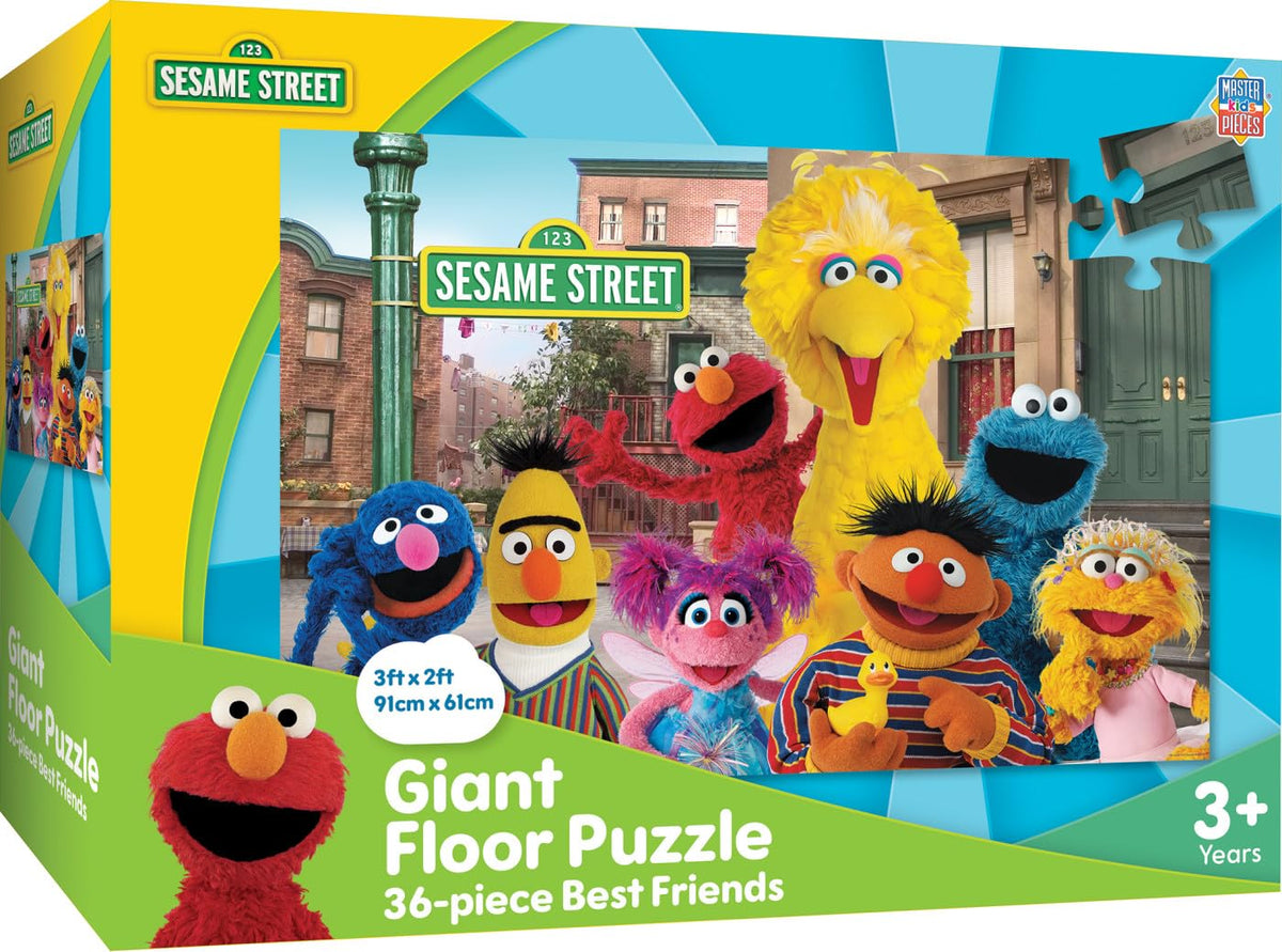 Masterpieces Sesame Street Best Friends puzzle artwork with vibrant characters for family bonding
