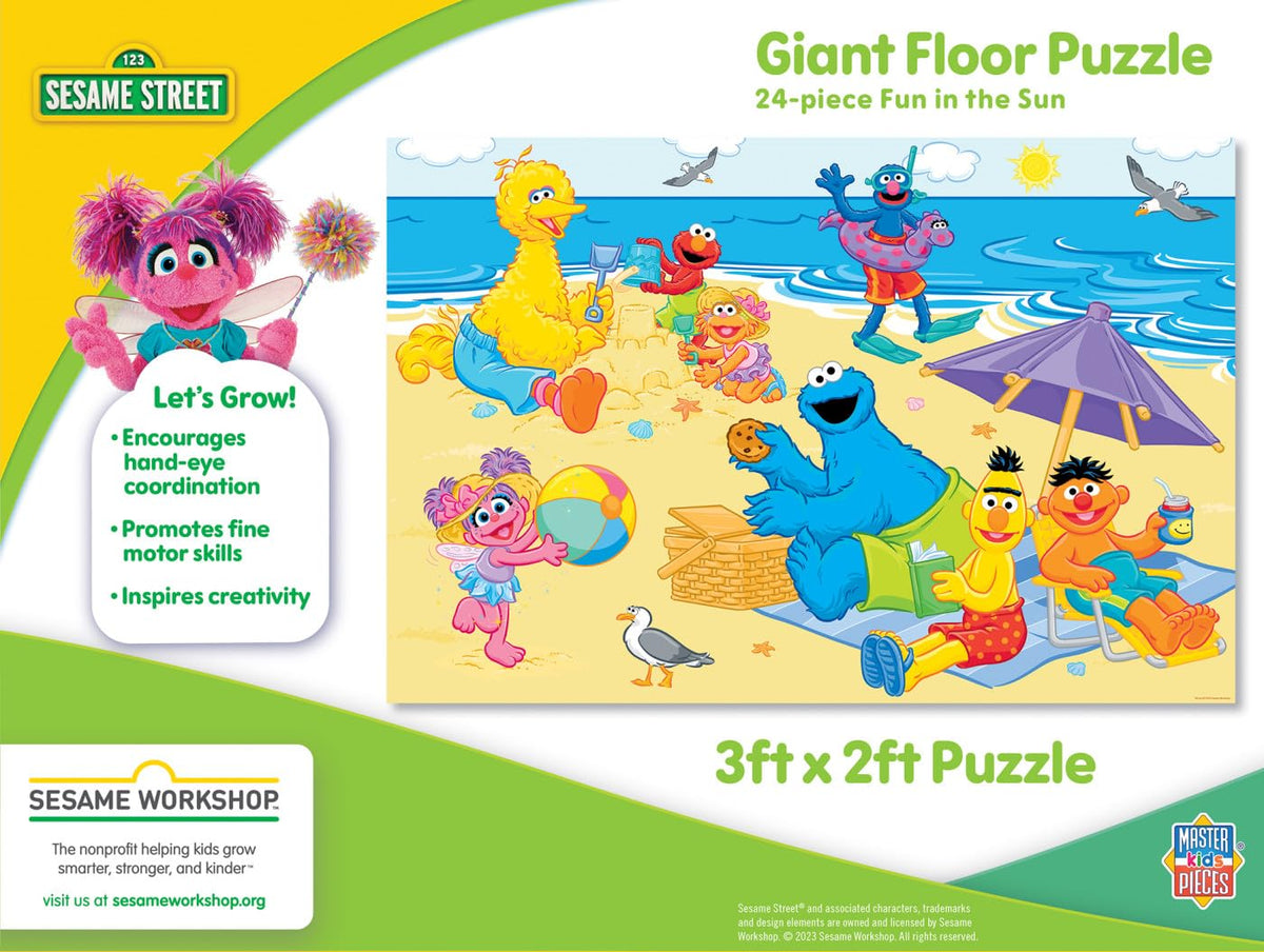 Masterpieces Sesame Street Fun in the Sun 24pc floor puzzle children playing, ideal for family puzzle time