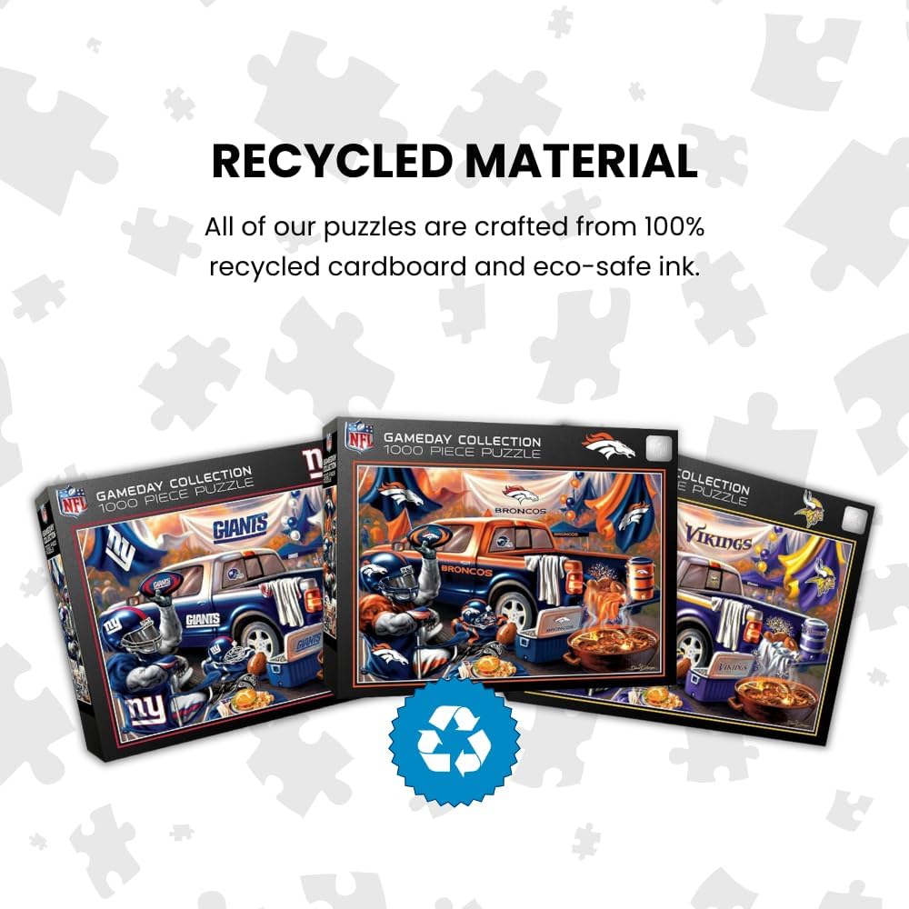 Masterpieces vibrant team graphics detail on Buffalo Bills puzzle.