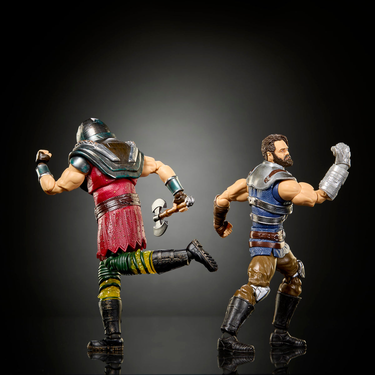 Two heroes Ram Man and Fisto in a dynamic pose for scene-inspired display.