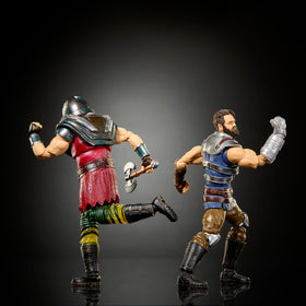 Two heroes Ram Man and Fisto in a dynamic pose for scene-inspired display.