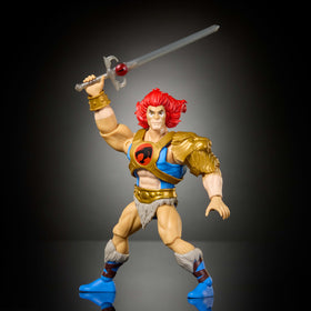 Sword of Omens with clear Eye of Thundera on Lion-O figure for enhanced display.