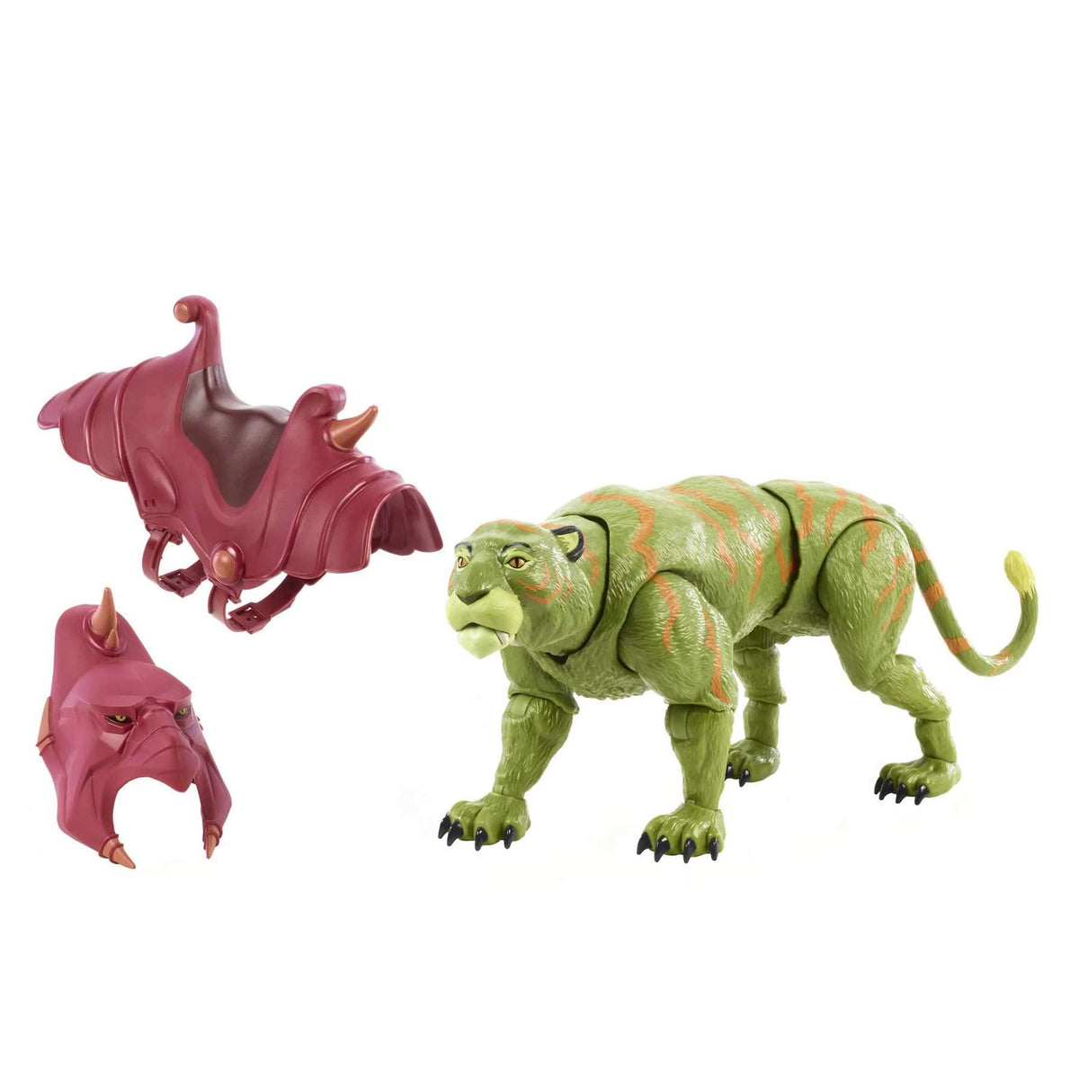 Masters of the Universe Masterverse Battle Cat shows 30-point articulation for flexible posing.