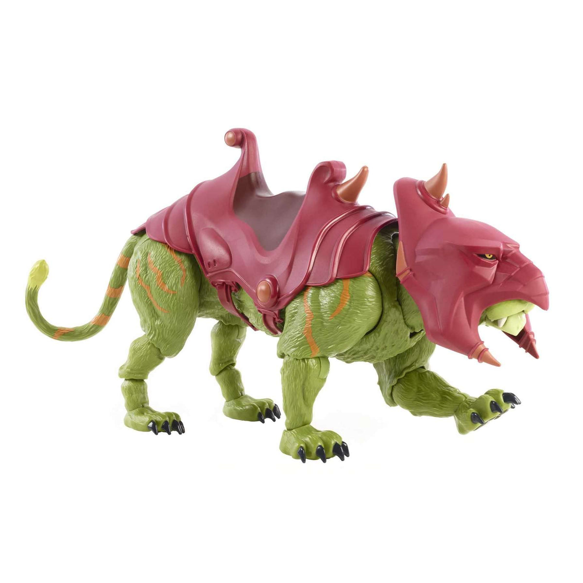 Masters of the Universe Masterverse Battle Cat front view emphasizes heroic scale and pose capability.