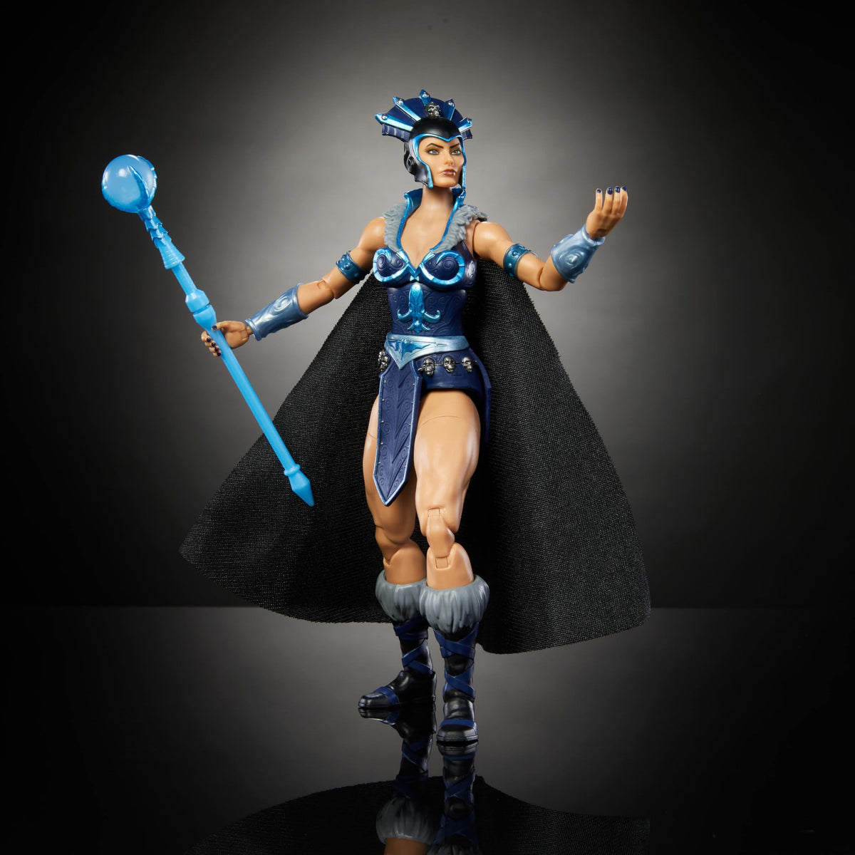 Masters of the Universe Evil-Lyn staff with glow orb for dramatic display.