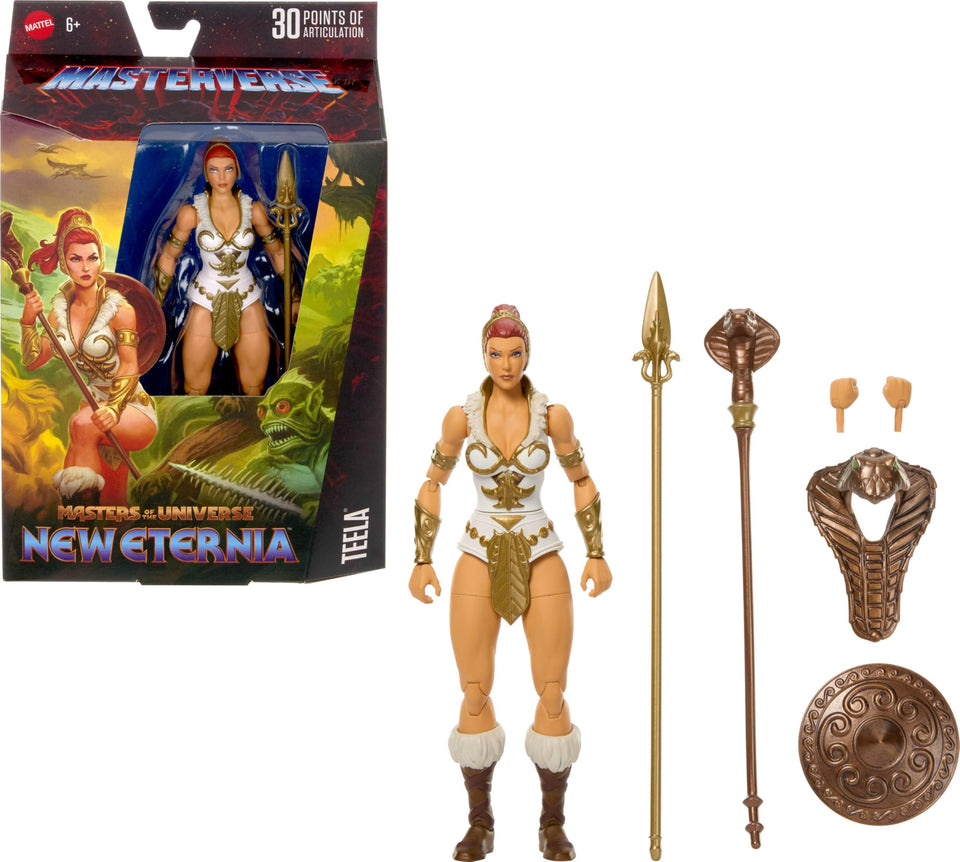 Masters of the Universe Masterverse Teela 7-inch figure, display-ready for dynamic posing.