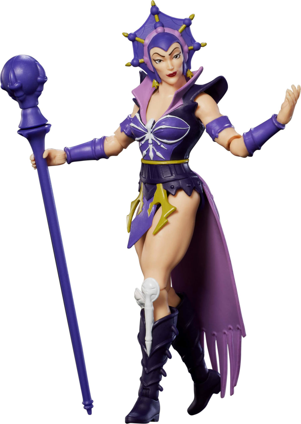 Masters of the Universe Origins Evil-Lyn front view figure for nostalgic display and poseable action