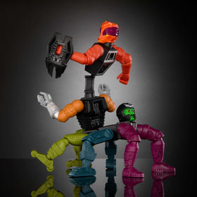 Masters of the Universe Origins Multi-Bot dual-blaster weapon for dramatic battles.