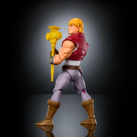 Box art and packaging of Prince Adam highlight nostalgia and MOTU branding.