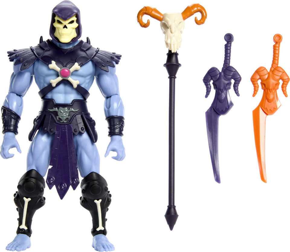 Masters of the Universe Origins Skeletor front view showing enhanced poseability for display