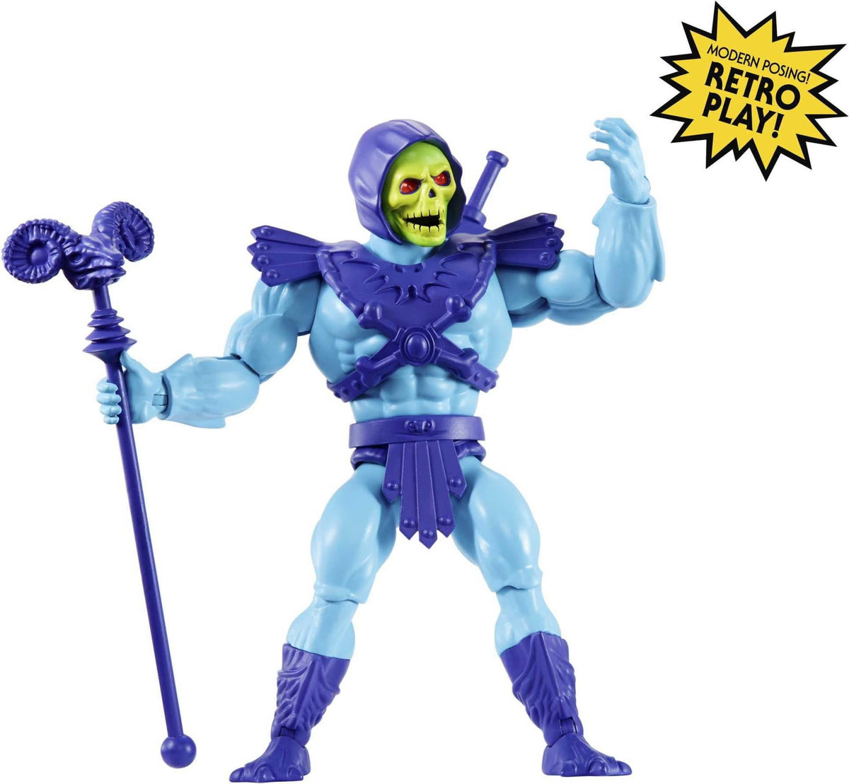 Skeletor harness removable for mix and match with other figures.