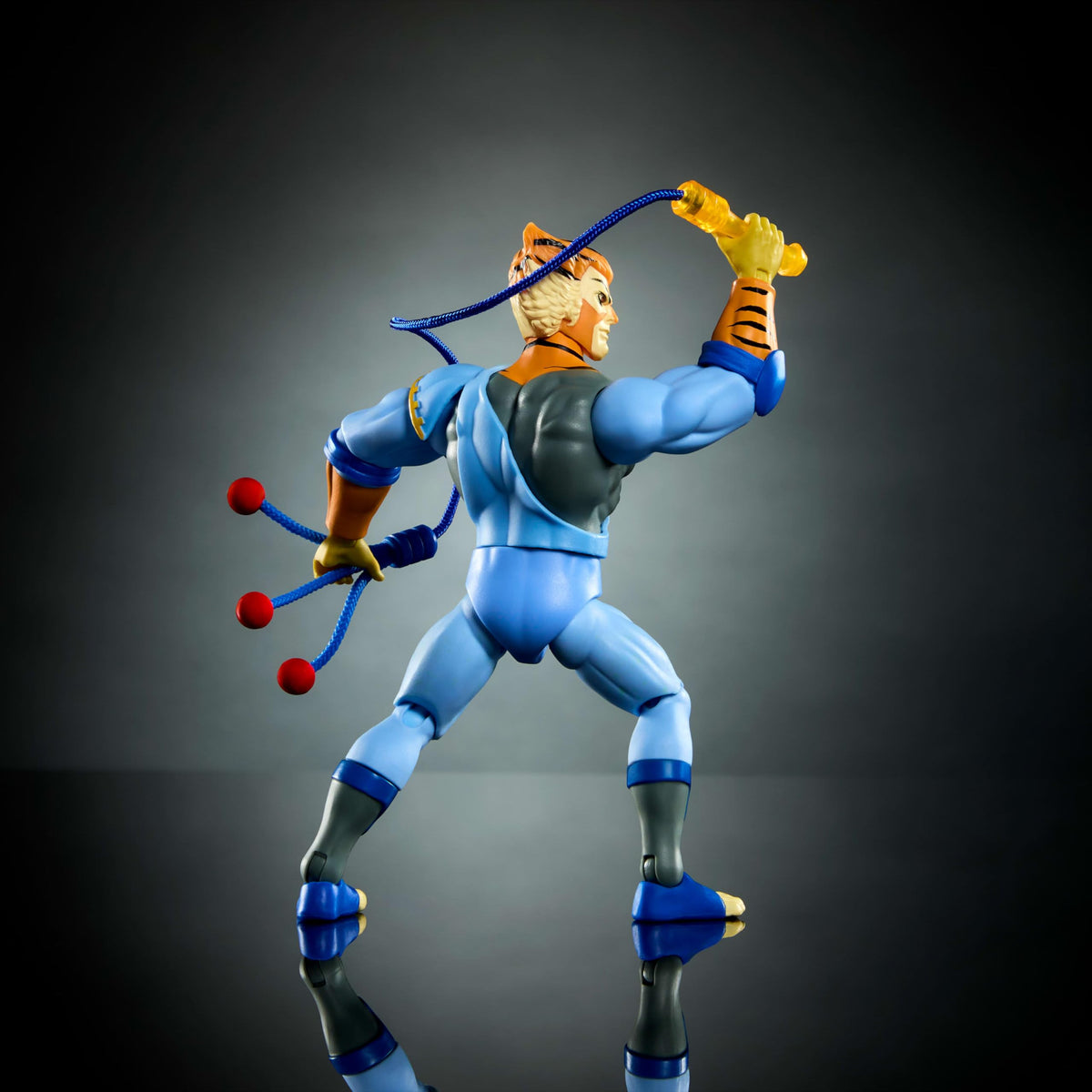 Masters of the Universe Tygra with 3-headed bolo whip for action poses and storytelling display