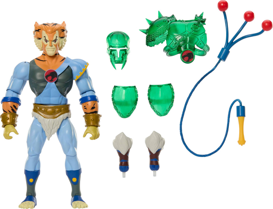 Masters of the Universe Tygra figure in posing stance highlighting articulation for dynamic display