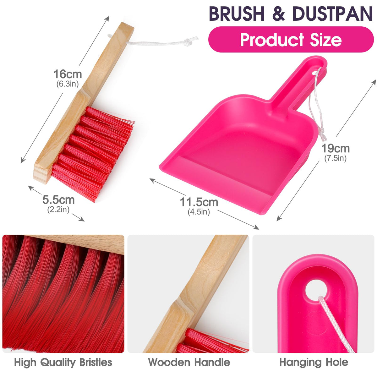 Masthome cleaning rags and duster with wooden toy for hands on practice.