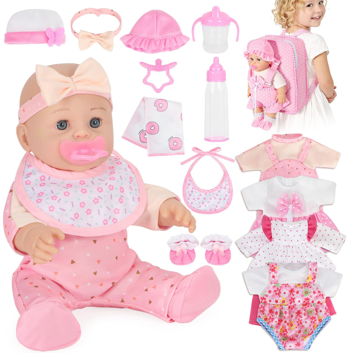 Mastom 12-inch baby doll for nurturing pretend play and storytelling.