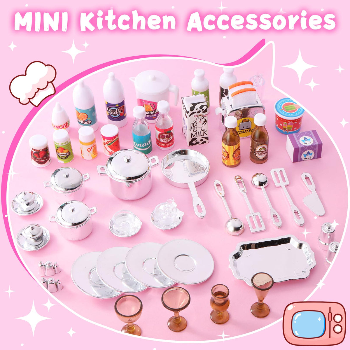 Mastom Kitchen Playset cabinets open for easy storage of accessories
