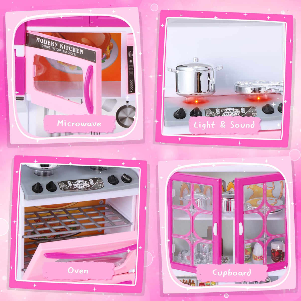 Mastom Kitchen Playset oven lights for authentic baking play