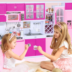 Mastom Kitchen Playset refrigerator keeps pretend groceries organized